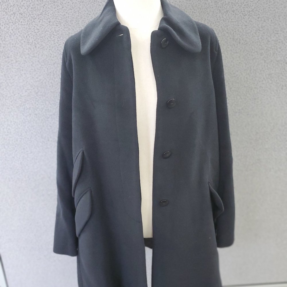 Vintage Armani Collezioni Women's Long Black Pea Coat Size 8